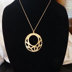 Vintage Gold Tone Geometric Design Necklace